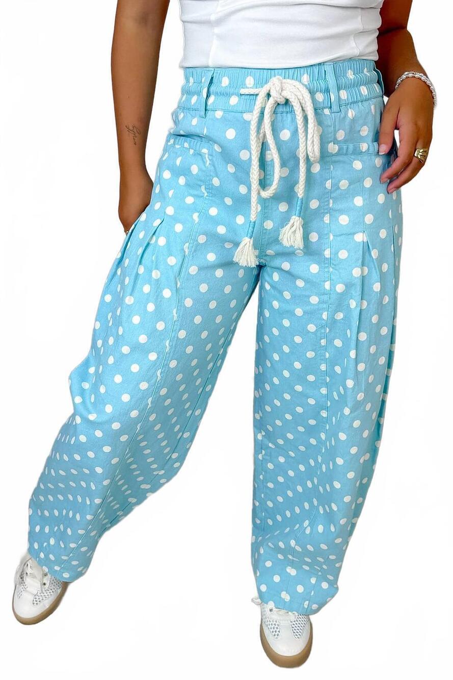 NEW &MERCI women's spot on polka dot pants in blue